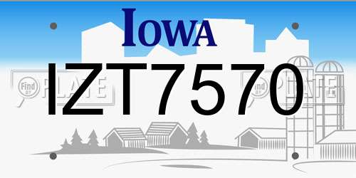 IZT7570 Iowa License Plate