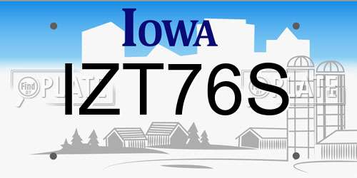 IZT76S Iowa License Plate