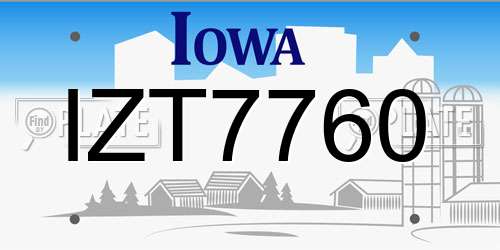 IZT7760 Iowa License Plate