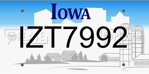 IZT7992 Iowa License Plate
