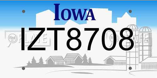 IZT8708 Iowa License Plate