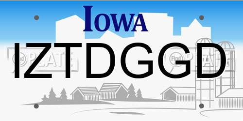 IZTDGGD Iowa License Plate
