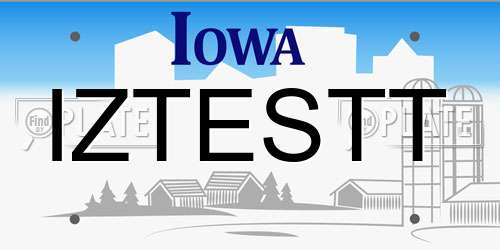 IZTESTT Iowa License Plate