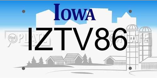 IZTV86 Iowa License Plate