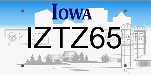 IZTZ65 Iowa License Plate