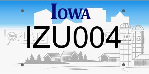 IZU004 Iowa License Plate