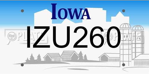 IZU260 Iowa License Plate