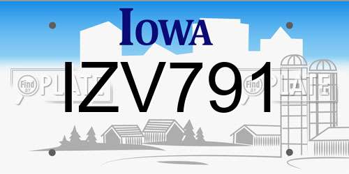 IZV791 Iowa License Plate