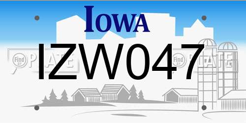 IZW047 Iowa License Plate