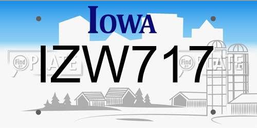 IZW717 Iowa License Plate