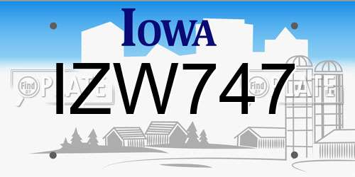 IZW747 Iowa License Plate