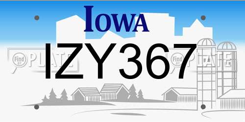 IZY367 Iowa License Plate