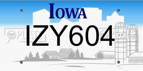 IZY604 Iowa License Plate