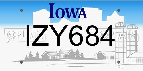 IZY684 Iowa License Plate