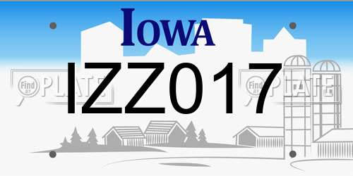 IZZ017 Iowa License Plate