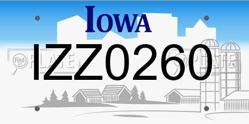 IZZ0260 Iowa License Plate