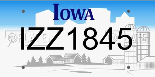 IZZ1845 Iowa License Plate