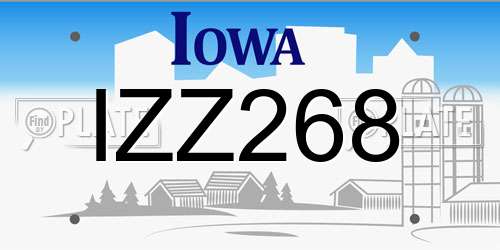 IZZ268 Iowa License Plate