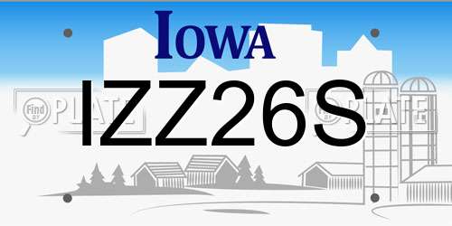 IZZ26S Iowa License Plate