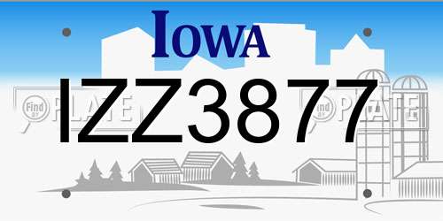 IZZ3877 Iowa License Plate
