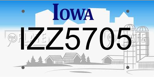 IZZ5705 Iowa License Plate