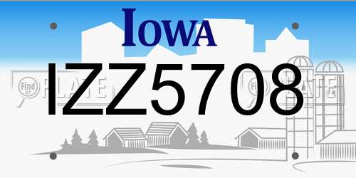 IZZ5708 Iowa License Plate