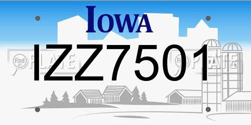 IZZ7501 Iowa License Plate