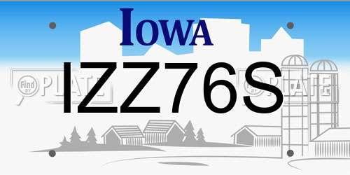 IZZ76S Iowa License Plate