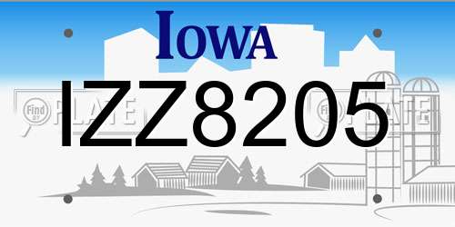 IZZ8205 Iowa License Plate