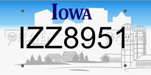 IZZ8951 Iowa License Plate