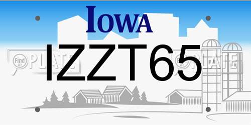 IZZT65 Iowa License Plate