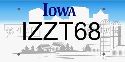IZZT68 Iowa License Plate