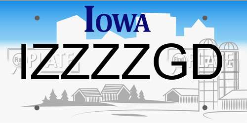 IZZZZGD Iowa License Plate
