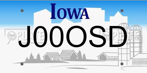 J00OSD Iowa License Plate