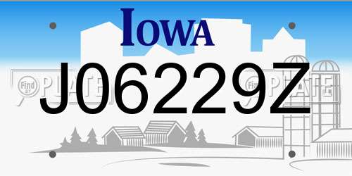 J06229Z Iowa License Plate