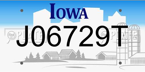 J06729T Iowa License Plate