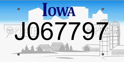 J067797 Iowa License Plate