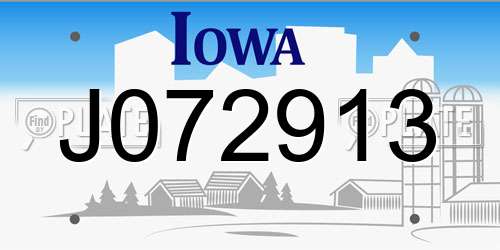 J072913 Iowa License Plate