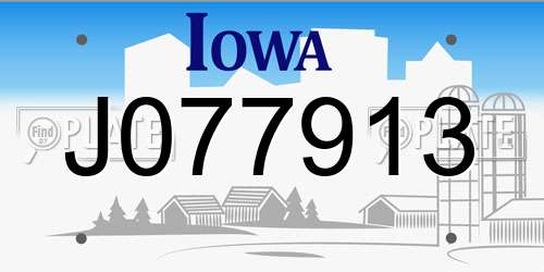 J077913 Iowa License Plate