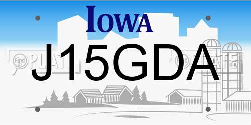 J15GDA Iowa License Plate