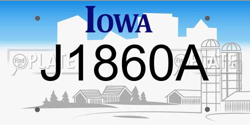 J1860A Iowa License Plate