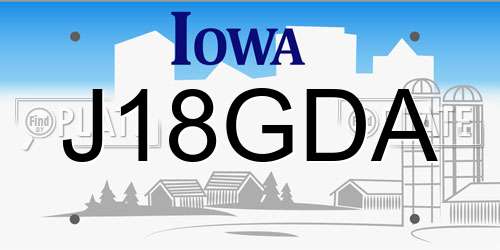 J18GDA Iowa License Plate