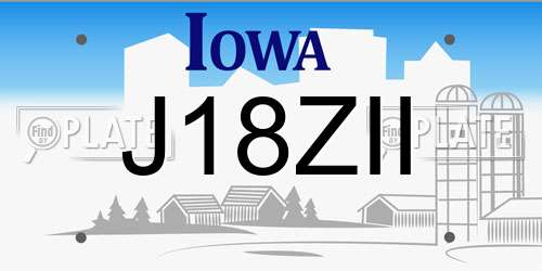 J18ZII Iowa License Plate
