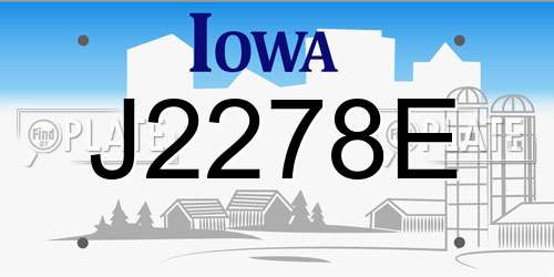 J2278E Iowa License Plate