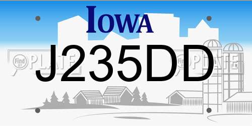 J235DD Iowa License Plate