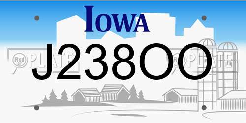 J238OO Iowa License Plate