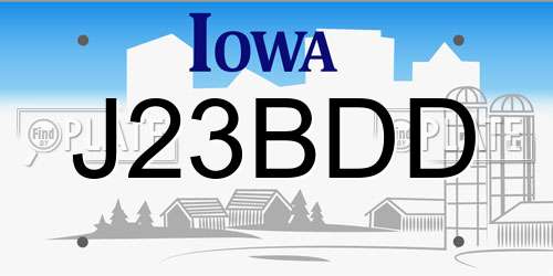 J23BDD Iowa License Plate