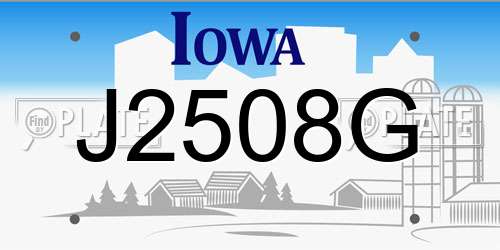 J2508G Iowa License Plate