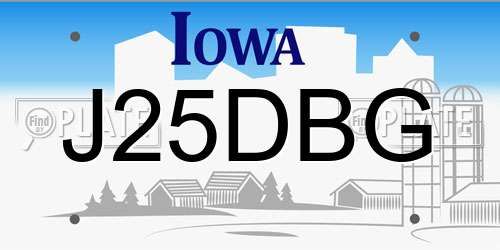 J25DBG Iowa License Plate