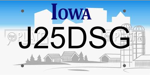 J25DSG Iowa License Plate